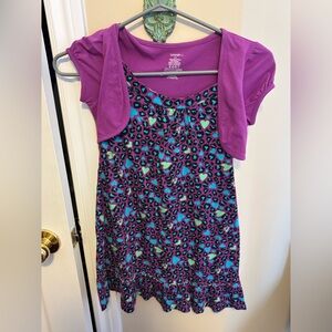 George Purple Bolero Dress with Teal & Black Leopard Hearts